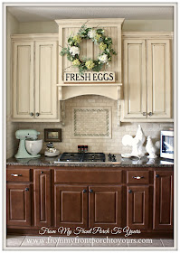 Contrasting Kitchen Cabinets-French Farmhouse Kitchen- From My Front Porch To Yours