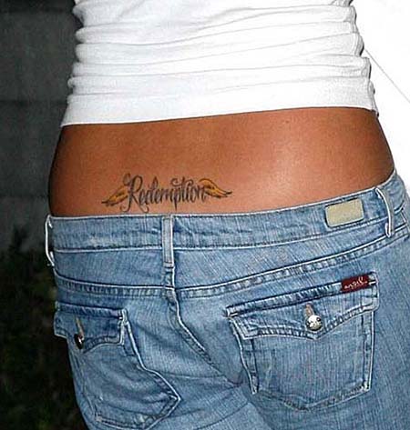 bikini line tattoos. on her ikini line,