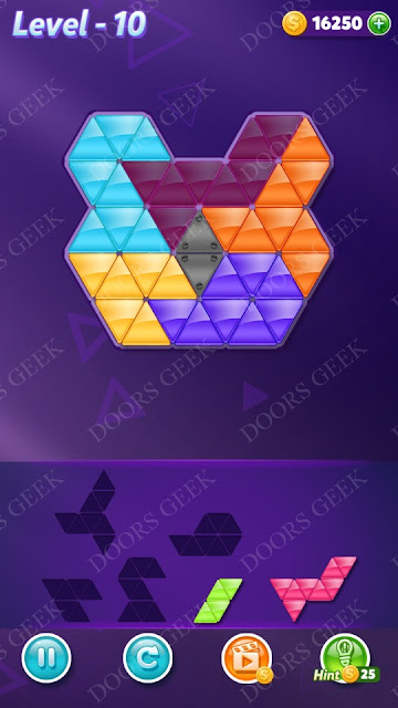 Block! Triangle Puzzle 5 Mania Level 10 Solution, Cheats, Walkthrough for Android, iPhone, iPad and iPod
