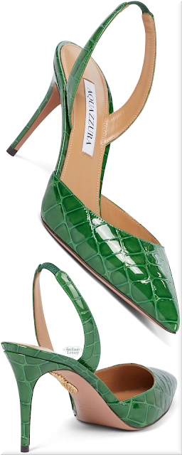 ♦Aquazzura So Nude green croc-effect leather pumps #aquazzura #shoes #green #pantone #brilliantluxury