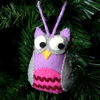 Homemade felt owl ornament