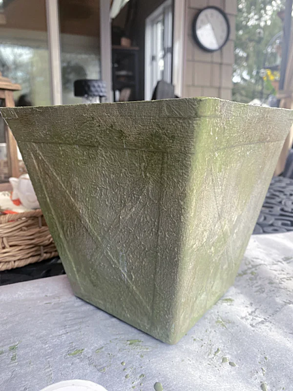square pot with mossy effect