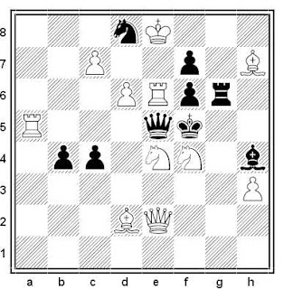 Problema de mate en 2 compuesto por Gérard Doukhan (2º Premio, De Waarhied 1981)