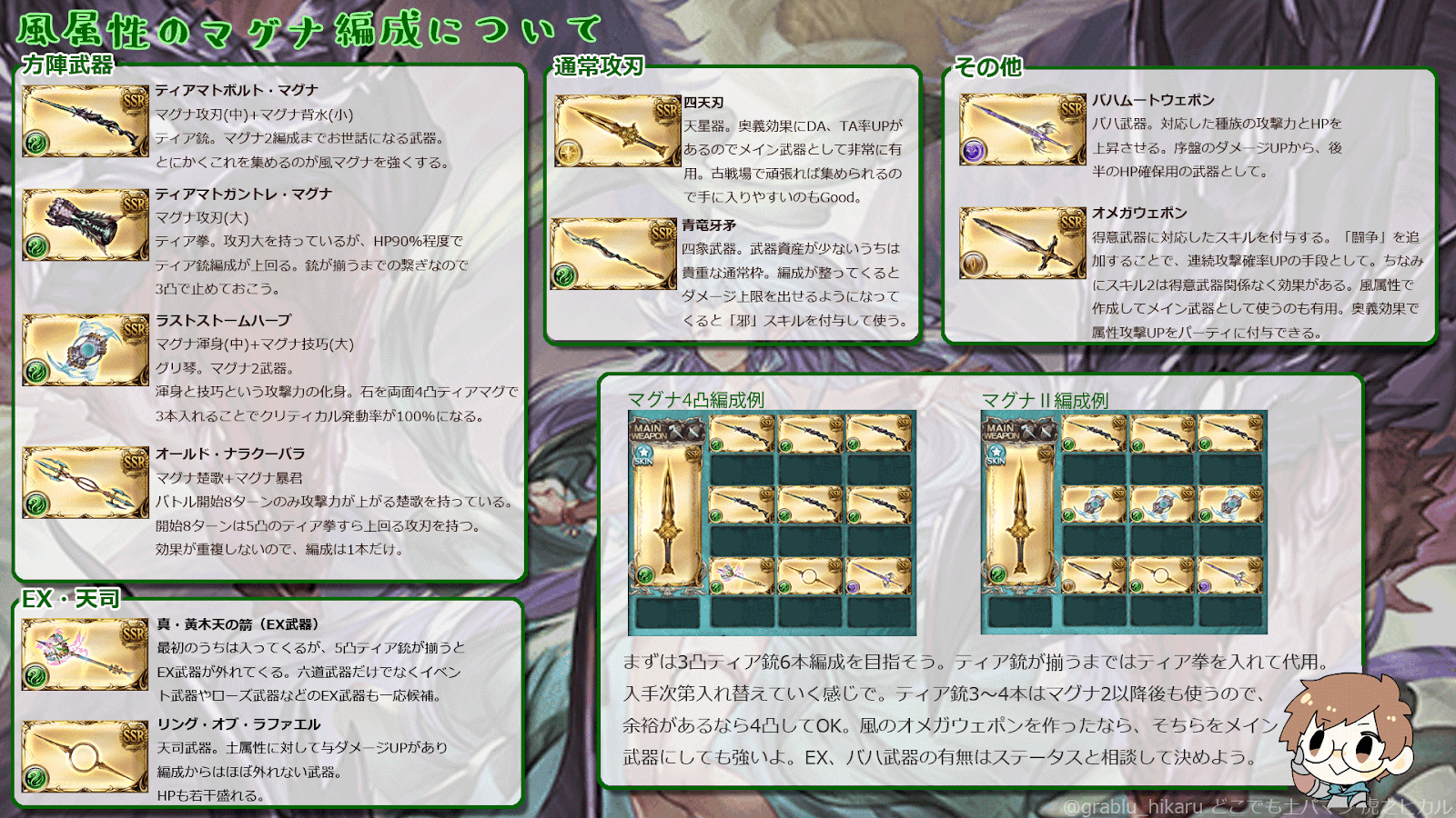 どこでも土パマン グラブル攻略ブログ 風マグナの武器 編成解説 画像1枚で見れる