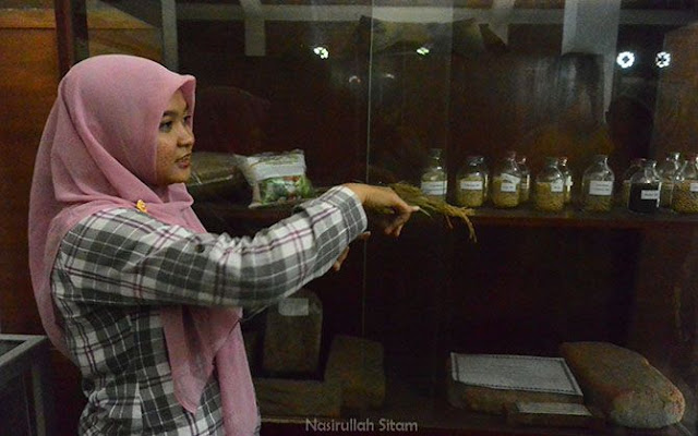 Perempuan ini menerangkan tentang Museum Tani Jawa Indonesia