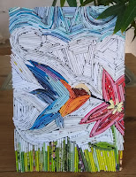 kolibri, gerold papier, schilderij van papier