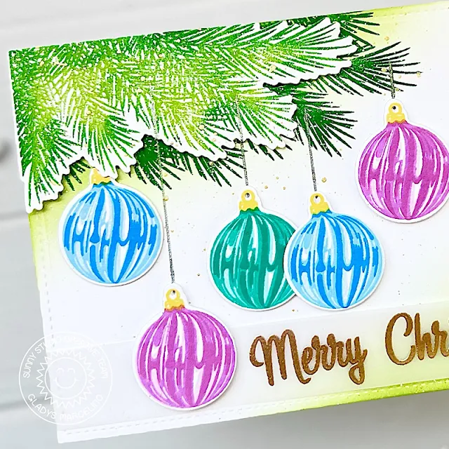 Sunny Studio Stamps: Bells & Baubles Christmas Card by Gladys Marcelino
