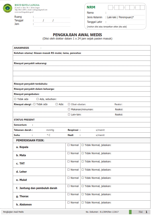 Pengkajian Awal Medis