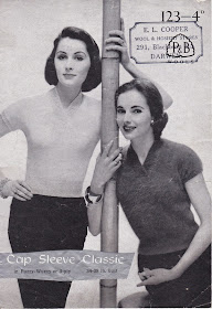 1950s P&B Cap sleeve classic jumper, sweater, knitting pattern