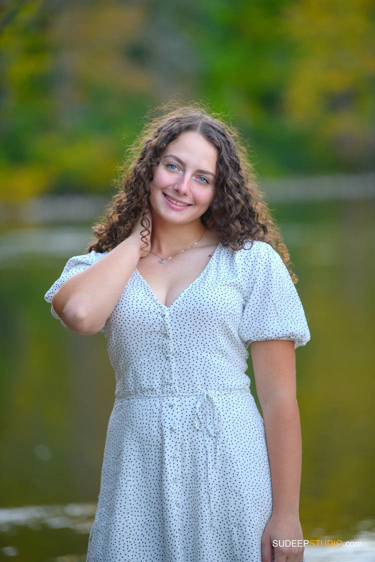 Pioneer High School Girls Senior Portrait in Nature Fall Colors Riverside by SudeepStudio.com Ann Arbor Senior Pictures Photographer