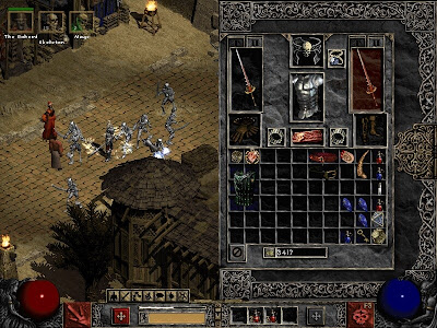 Típica ventana con el inventario en Diablo II