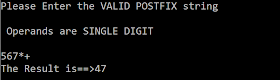 C code to eveluate Postfix Expression
