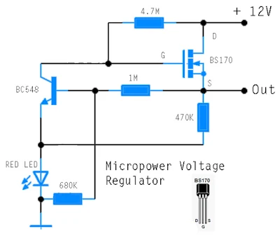 Micropower Voltage Regulator Circuit Schematic