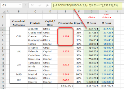 Operar sobre celdas combinadas