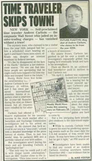 Berikut potongan artikel koran setempat mengenai Carlssin.