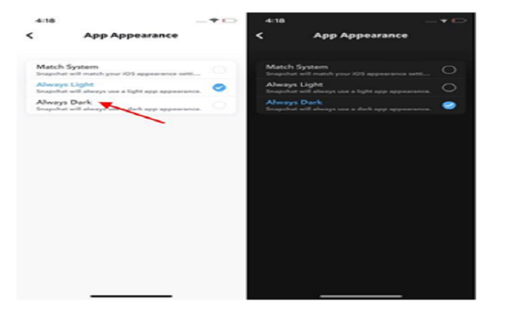 Snapchat Dark Mode