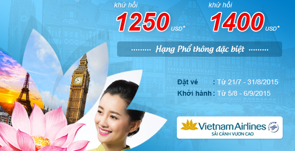 Hãng Vietnam Airlines tung ra thị trường vé máy bay đi Châu Âu với giá sốc