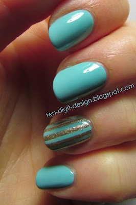 mint and gold mani