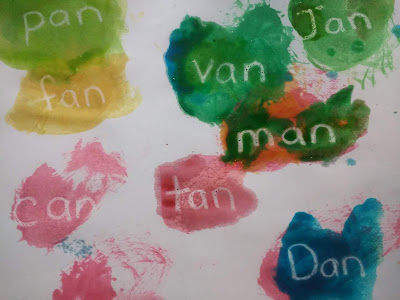 Painting with words from the an word family to review phonics and decoding