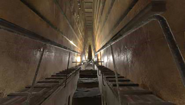 The grand staircase leading to the King's chamber in the Great Pyramid (Source: Smithsonian.com, November 5, 2017)