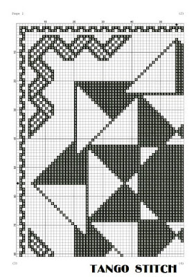 Black and white ornaments hand embroidery cross stitch - Tango Stitch