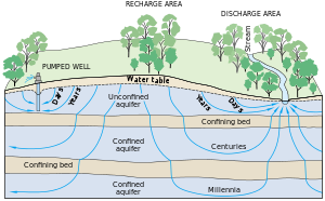 Relative groundwater travel times in the subsurface