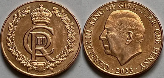 Gibraltar 1 penny 2023 - Charles III (Coronation)