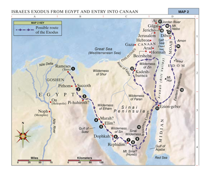 Peta Perjalanan Israel Keluar Dari Mesir