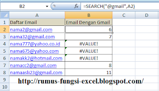 Fungsi search pada excel