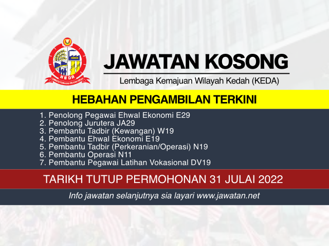 Jawatan Kosong Lembaga Kemajuan Wilayah Kedah (KEDA) Julai 2022