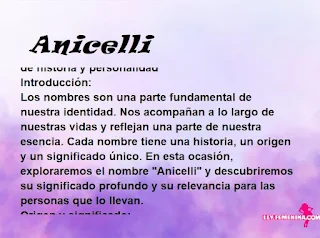 significado del nombre Anicelli