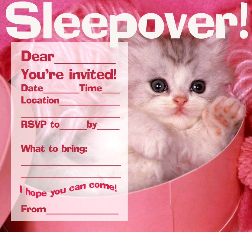 Free party invitations & cards: slumber party - kids printable
