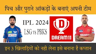 आईपीएल 2024 लखनऊ बनाम पंजाब की पिच रिपोर्ट और ड्रीम टीम भविष्यवाणी