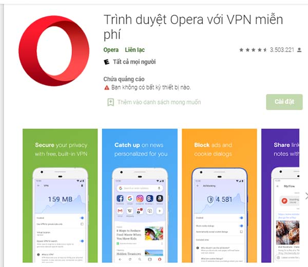 Download Opera - Trình duyệt Opera với VPN miễn phí cho Android, PC a