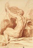 Study of a Nymph by Jean-Baptiste Greuze - Genre Drawings from Hermitage Museum