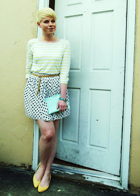 fleur d'elise, blonde, short hair, spring, fashion, polka dots, seattle