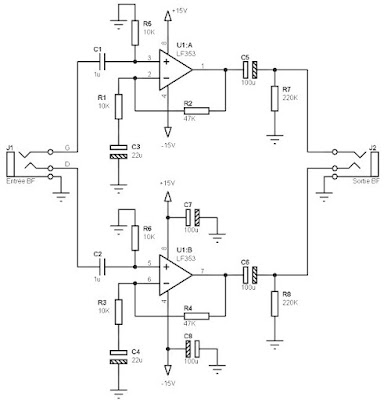 LF353 Pre-Amp Circuit diagram