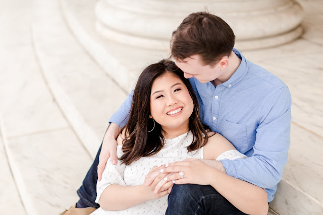 Washington DC Cherry Blossom Jefferson Memorial Engagement Session photographed by Heather Ryan Photography