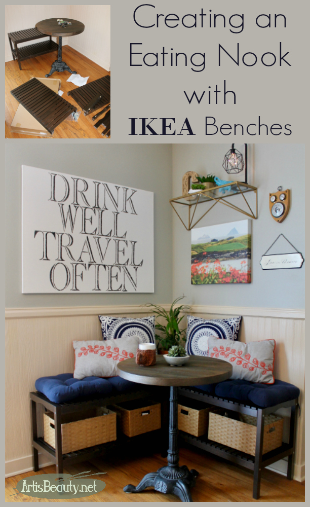 CREATING AN EATING NOOK BOOTH WITH IKEA BENCHES IKEA HACK DIY MAKEOVER KITCHEN ECLECTIC BOHO CHIC BOHEMIAN HOME DECOR