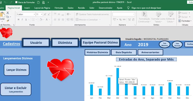 Pastoral do Dízimo Planilha Excel