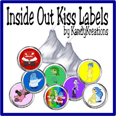 Enjoy the little voices in your head with these sweet Hershey kiss printable labels.  The kiss labels with the characters of Inside Out will definitely fill you with joy when you serve them up at your next party.