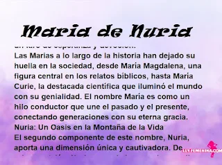 ▷ Significado del nombre Maria de Nuria