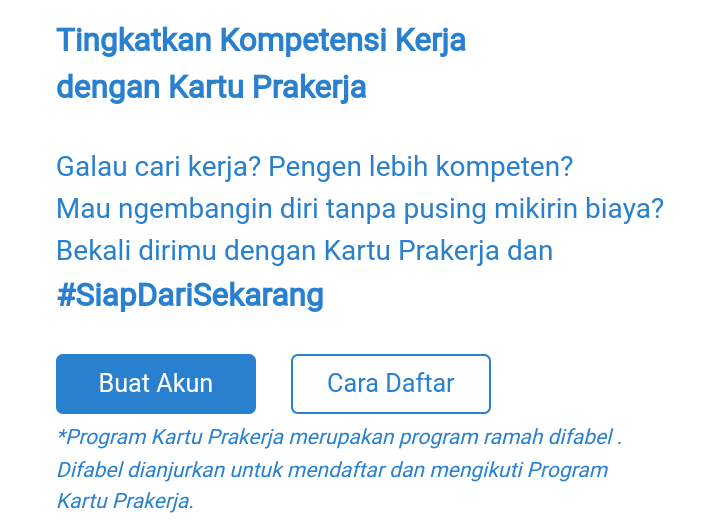 Cara Buat Akun Kartu Prakerja