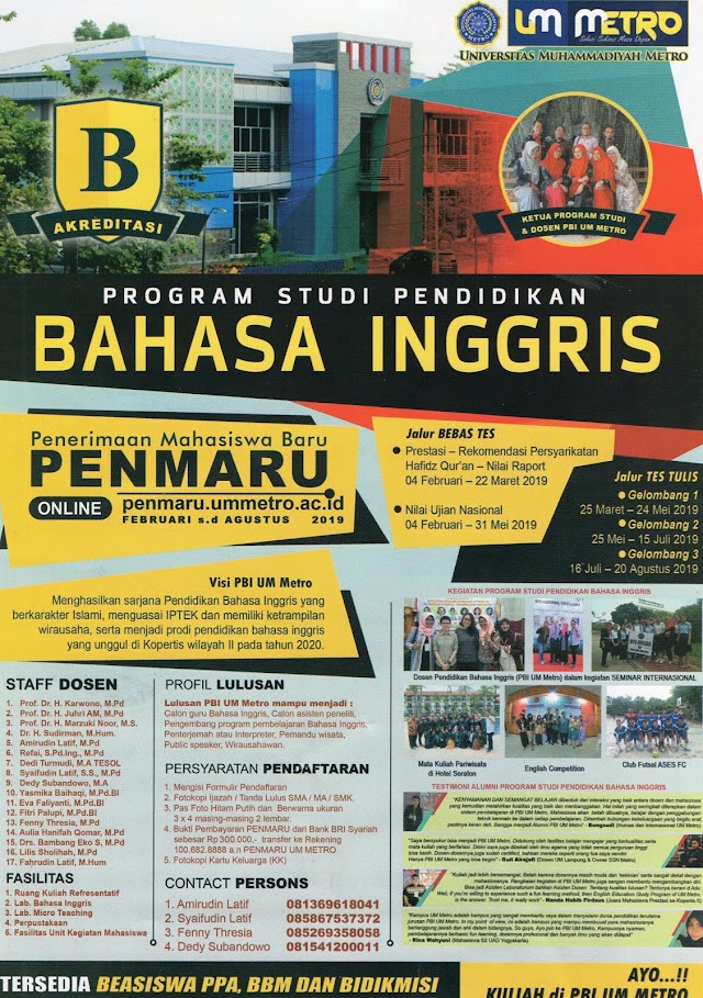 ENGLISH EDUCATION DEPARTMENT OF UM METRO BROCHURE 2019/2020