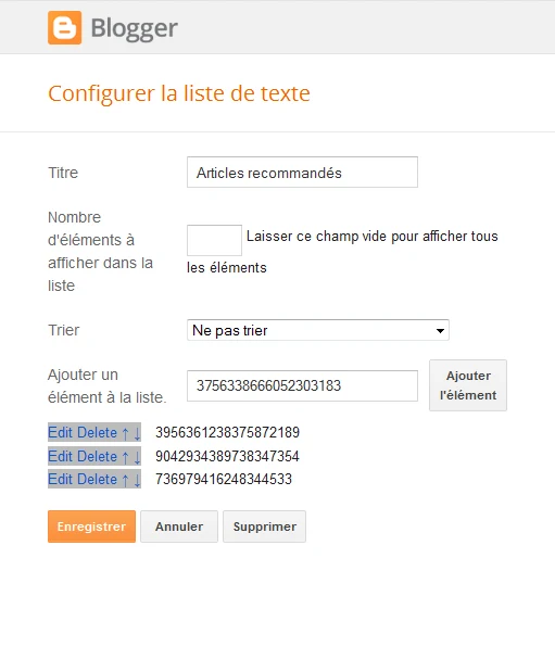 Ajouter les identifiants des articles dans le gadget