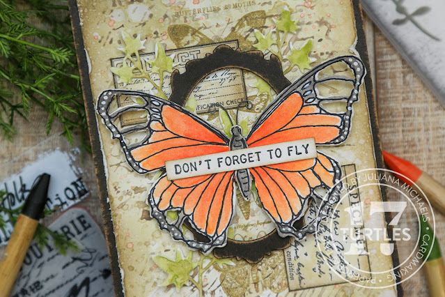 Don't Forget to Fly Card by Juliana Michaels featuring Tim Holtz Distress Watercolor Pencils