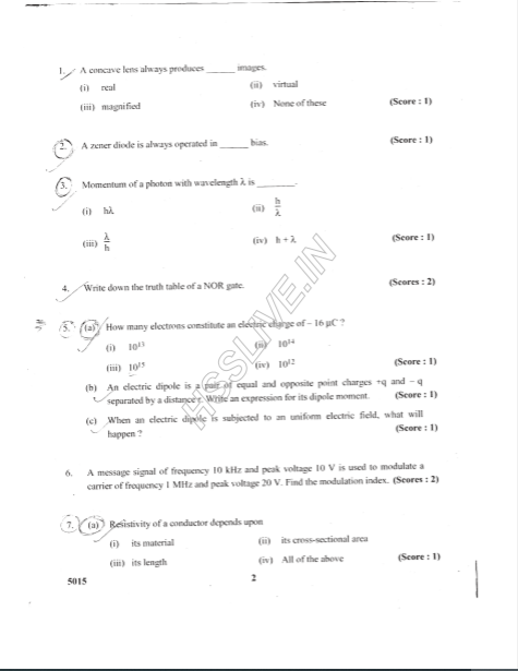 Plus Two Physics Previous Question Paper With Answer Key March 2017