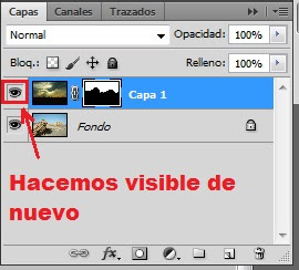 Hacer visible una capa de Photoshop