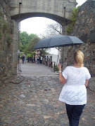 Kristin on the Drawbridge. But we got to see some interesting streets and . (colonia drawbridge)