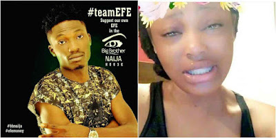 #BBNaija: Watch Video Of A Young Lady who vow to continue crying until Efe wins